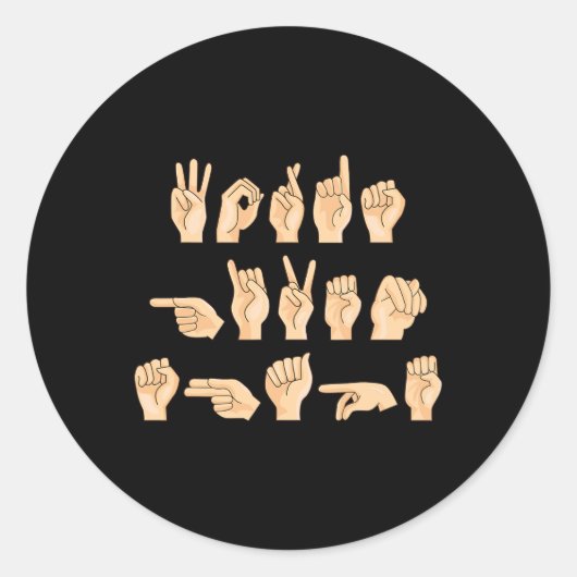 Woorden gegeven vorm Amerikaanse gebarentaal 1 Ronde Sticker (Voorkant)