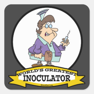 WOORDEN GROOTSTE INOCULATOR CARTOON VIERKANTE STICKER