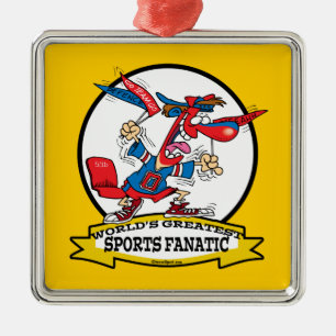 WOORDEN GROOTSTE SPORTEN FANATISCHE MANNEN CARTOON METALEN ORNAMENT