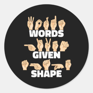 Woorden Kregen Vorm Asl Amerikaanse Gebarentaal Ronde Sticker