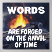 Woorden op vervalst op het aambeeld van de tijd poster (Voorkant)