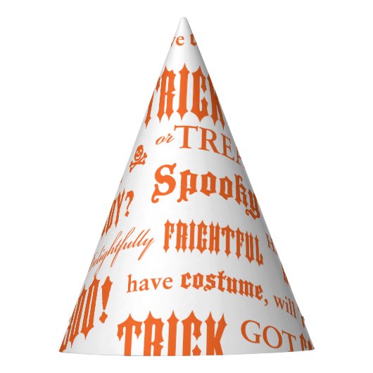 Woorden Oranje Witte Halloween Partij Feesthoedjes (Voorkant)