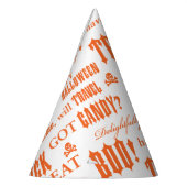 Woorden Oranje Witte Halloween Partij Feesthoedjes (Links)