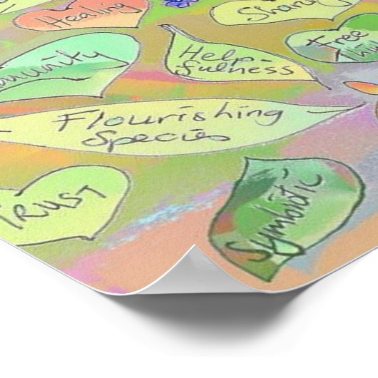 Woorden / Rechten / Ethiek op bladeren en harten P Poster (Hoek)