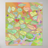 Woorden / Rechten / Ethiek op bladeren en harten P Poster (Voorkant)