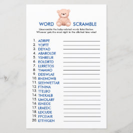Woorden Scramble | Teddy Bear Baby Jongen Douche S