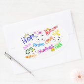 Woorden uit het hart_ ovale sticker (Envelop)