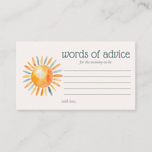 Woorden van advies Hier komt de zoon babyjongen do Informatiekaartje (Voorkant)