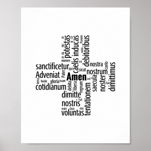Woorden van de Pater Noster in het Latijn Poster (Voorkant)