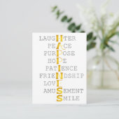 Woorden van het HAPPINESS in Gold Lettering Briefkaart (Staand voorkant)