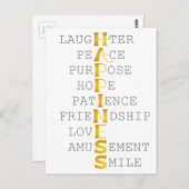 Woorden van het HAPPINESS in Gold Lettering Briefkaart (Voorkant / Achterkant)