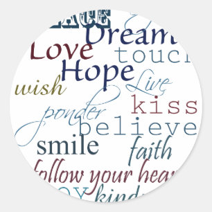 Woorden van inspiratie ronde sticker