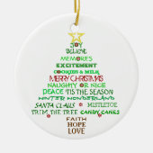 Woorden van kerstboomversiering keramisch ornament (Voorkant)
