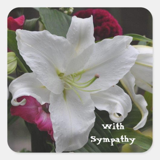 Woorden van sympathie van Janz White Lily Vierkante Sticker (Voorkant)