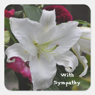 Woorden van sympathie van Janz White Lily Vierkante Sticker