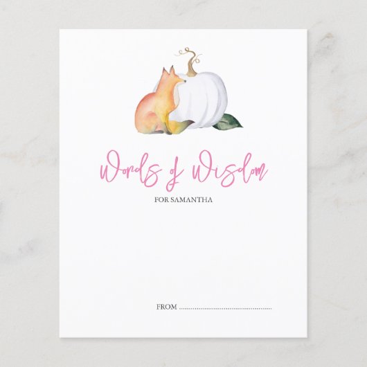 Woorden van Wijsheid Advies Herfst Pompoen Fox (Voorkant)