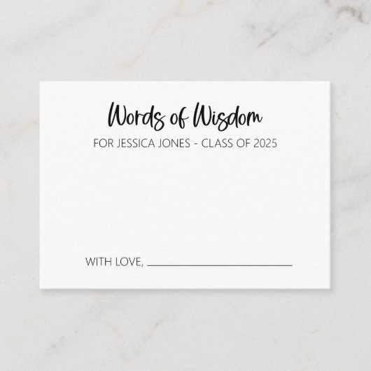 Woorden van Wijsheid Advies Kaart voor Afstuderen (Voorkant)