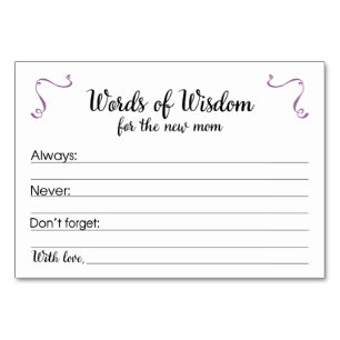 Woorden van Wijsheid Baby shower Ouderschap Advies Kaart