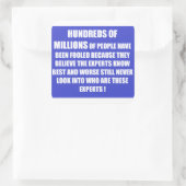 Woorden van wijsheid blauw-wit vierkante sticker (Tas)