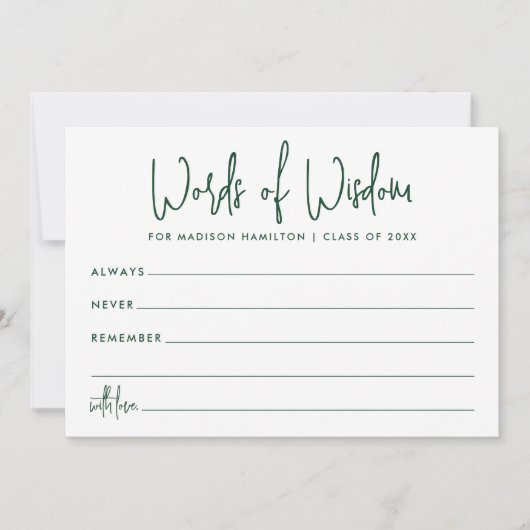 Woorden van Wijsheid Groen Afstuderen Advies Kaart (Voorkant)