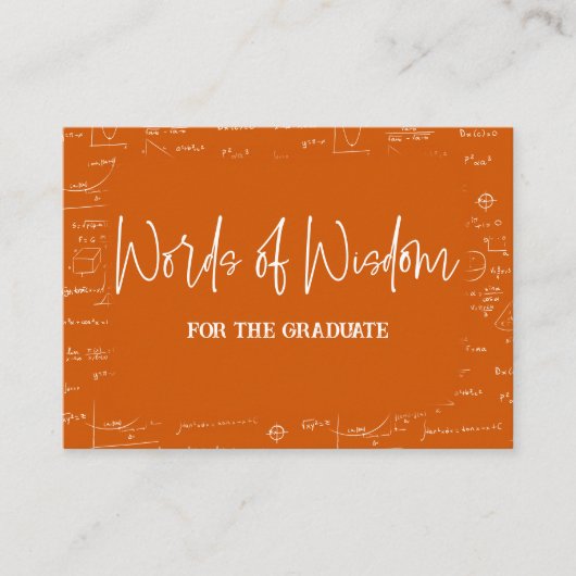 Woorden van Wijsheid Oranje Wiskunde Afstudeeradvi Informatiekaartje (Voorkant)