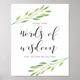 Woorden van wijsheid Waterverf verlaat trouwbord Poster