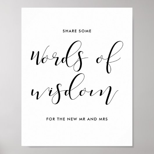 Woorden van wijsheids trouwbord poster (Voorkant)