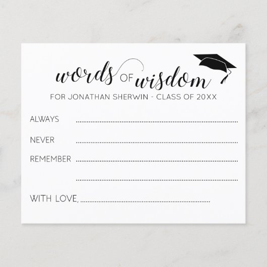 Woorden van Wisdom Afstudeerder Pet Afstuderen Adv (Voorkant)