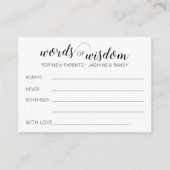 Woorden van Wisdom Baby shower New Parents Advice Advieskaart (Voorkant)