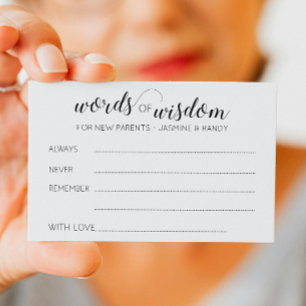 Woorden van Wisdom Baby shower New Parents Advice Advieskaart