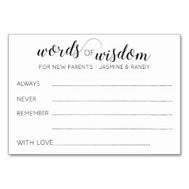 Woorden van Wisdom Baby shower New Parents Advice Kaart