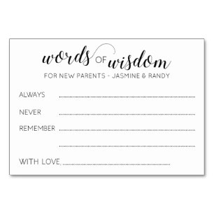 Woorden van Wisdom Baby shower New Parents Advice Kaart