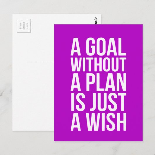 WOORDEN VAN WISDOM EEN DOEL ZONDER PLAN IS SLECHTS BRIEFKAART (Voorkant / Achterkant)