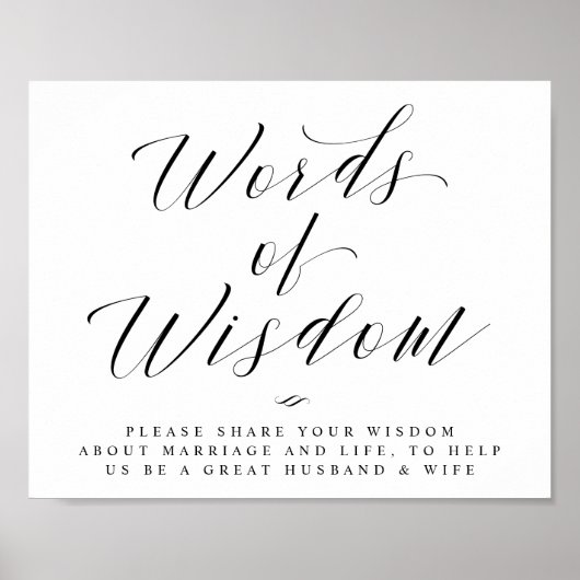 Woorden van Wisdom Elegant Calligraphy Wedding Sig Poster (Voorkant)