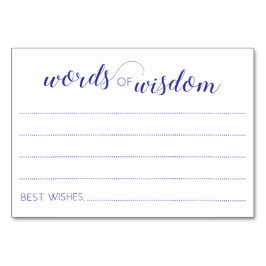 Woorden van Wisdom Navy Blue Wedding Advies Kaarte Kaart