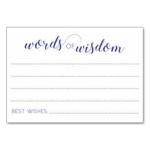 Woorden van Wisdom Navy Blue Wedding Advies Kaarte Kaart