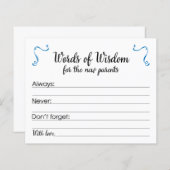 Woorden van Wisdom Ouderschap Advice Baby shower (Voorkant / Achterkant)