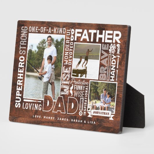Woorden voor #1 Pa Vaderdag Foto Collage Wood Fotoplaat (Zijkant)