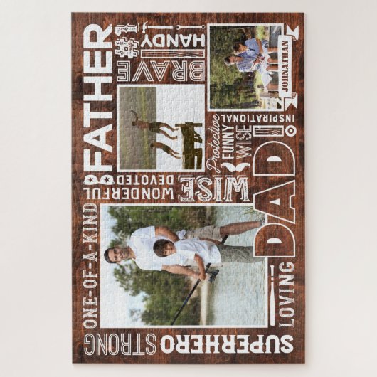 Woorden voor #1 Pap Happy Vaderdag Photo Collage Legpuzzel (Verticaal)