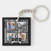 Woorden voor #1 Pap Vaderdag Foto Collage Black  Sleutelhanger (Achterkant)