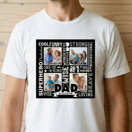 Woorden voor #1 Pap Vaderdag Foto Collage Black T-shirt