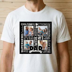 Woorden voor #1 Pap Vaderdag Foto Collage Black T-shirt