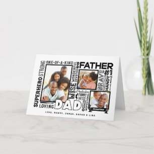 Woorden voor #1 Pap Vaderdag Foto Collage White Kaart