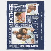 Woorden voor de #1 pap Vaderdag Foto Collage Navy Fleece Deken (Voorkant)