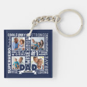 Woorden voor de #1 pap Vaderdag Foto Collage Navy Sleutelhanger (Achterkant)