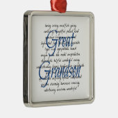 Woorden voor de achterkleinzoon metalen ornament (Rechts)