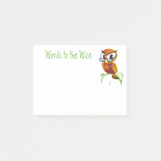 Woorden voor de Wise Owl Cartoon Post-it® Notes (Voorkant)