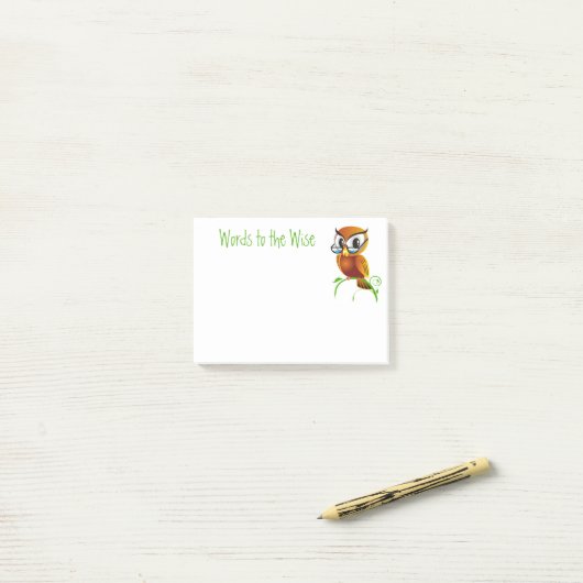 Woorden voor de Wise Owl Cartoon Post-it® Notes (Op bureau)