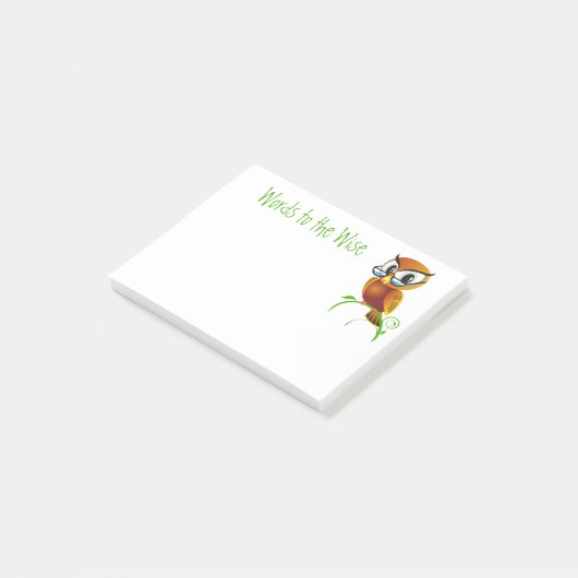Woorden voor de Wise Owl Cartoon Post-it® Notes (Schuin)