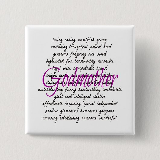 Woorden voor Godmother Vierkante Button 5,1 Cm (Voorkant)